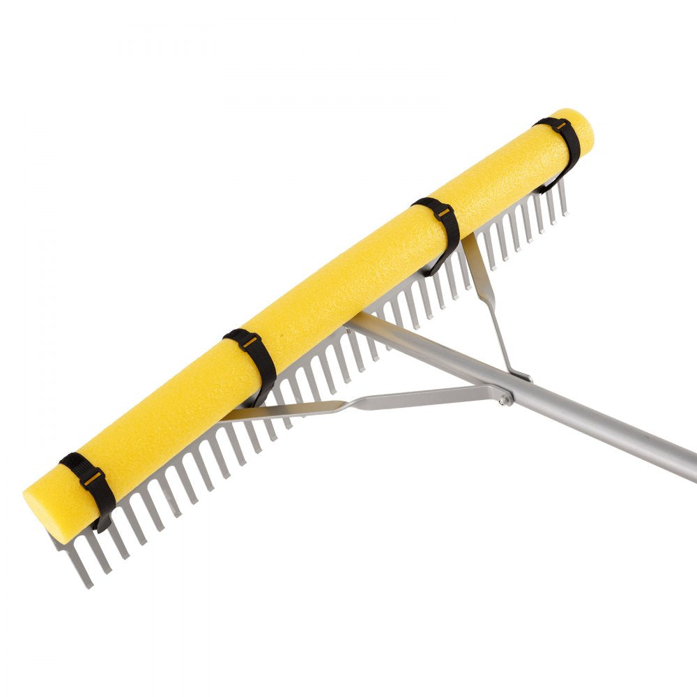 VEVOR Landscape Rake, 36 inch Wide Head 102 inch Handle, Large Heavy Duty Aluminum Landscaping Leaf Rake Tool, Asphalt Level for Loosening Soil, Garden & Yard, Pond Gravel & Beach Lawn Care, 52ft Rope