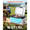 VEVOR Car Refrigerator, DC 12/24V AC100-240V Compressor Electric Cooler, -4°F to 68°F Car Fridge with APP Control, 16 QT Cars Freezer for RVs, Campsites, Boats, Camping, Fishing, 60W Portable Freezer