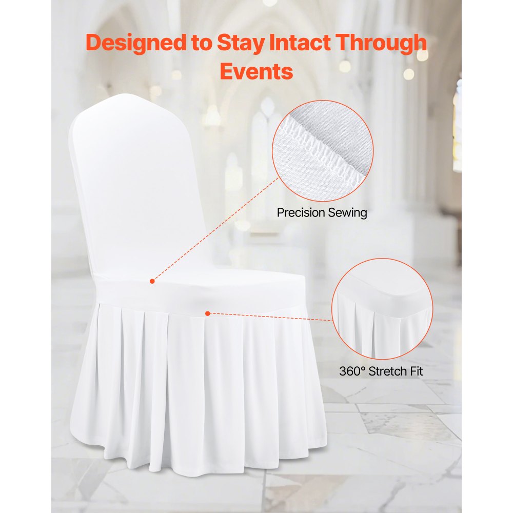 VEVOR 30 Pcs White Chair Covers, Polyester Spandex Chair Cover, Stretch Slipcovers for Wedding Party Dining Banquet Flat-Front Chair Covers, Fits Chair Measures up to 20.08 x 17.72 x 37.4 inch
