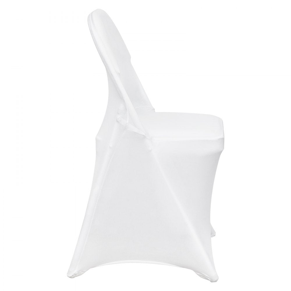 VEVOR Stretch Spandex Folding Chair Covers, Universal Fitted Chair Cover, Removable Washable Protective Slipcovers, for Wedding, Holiday, Banquet, Party, Celebration, Dining (50PCS White)