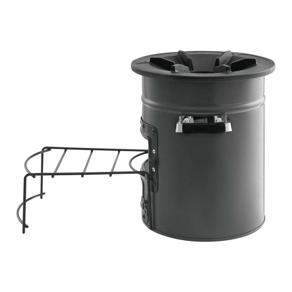 VEVOR Camping Rocket Stove, Wood Burning Portable Rocket Stove with Carrying Bag for Backpacking, SPCC Steel, Double Door, Burn Twigs, Sticks or Charcoals for Outdoor Cooking, Backyard, Camp Cooking