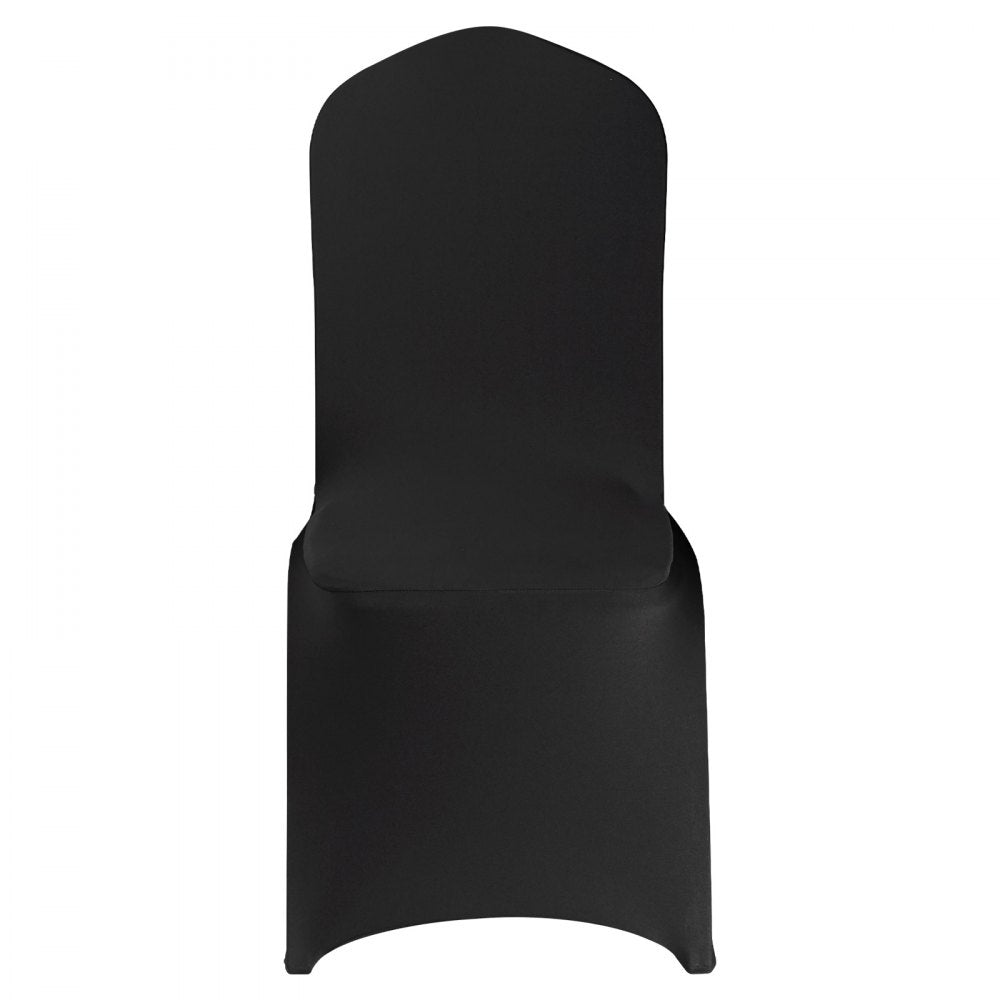 VEVOR 100 Pcs Black Chair Covers, Polyester Spandex Chair Cover, Stretch Slipcovers for Wedding Party Dining Banquet Flat-Front Chair Covers, Fits Chair Measures up to 20.08 x 17.72 x 37.4 inch
