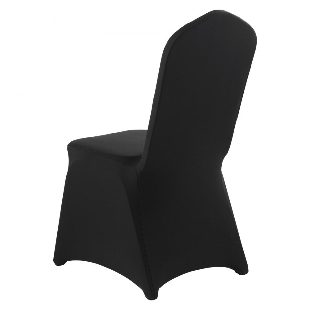 VEVOR 100 Pcs Black Chair Covers, Polyester Spandex Chair Cover, Stretch Slipcovers for Wedding Party Dining Banquet Flat-Front Chair Covers, Fits Chair Measures up to 20.08 x 17.72 x 37.4 inch