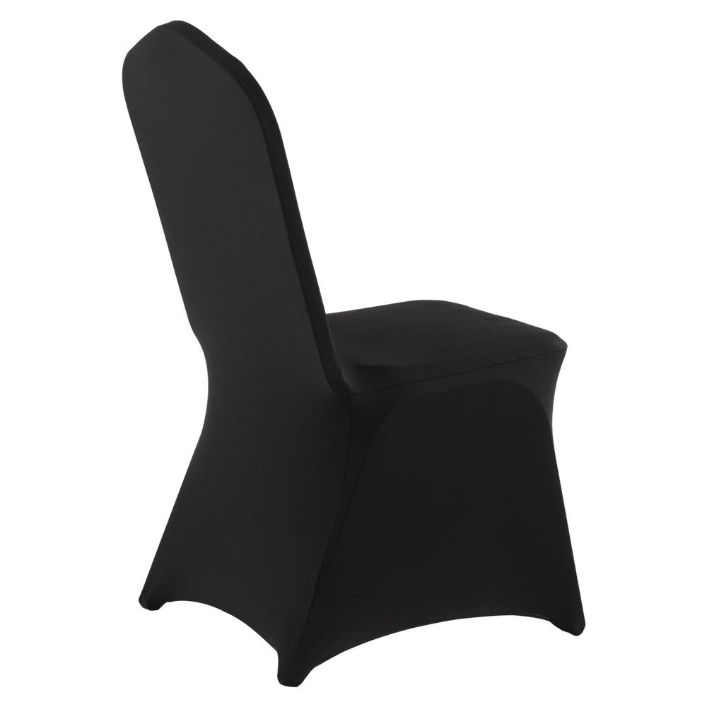 VEVOR 100 Pcs Black Chair Covers, Polyester Spandex Chair Cover, Stretch Slipcovers for Wedding Party Dining Banquet Flat-Front Chair Covers, Fits Chair Measures up to 20.08 x 17.72 x 37.4 inch