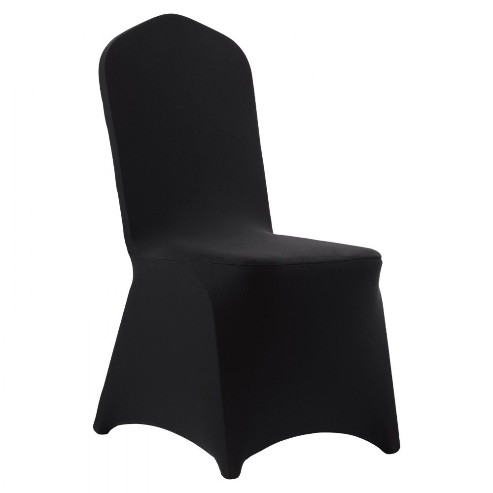 VEVOR 100 Pcs Black Chair Covers, Polyester Spandex Chair Cover, Stretch Slipcovers for Wedding Party Dining Banquet Flat-Front Chair Covers, Fits Chair Measures up to 20.08 x 17.72 x 37.4 inch
