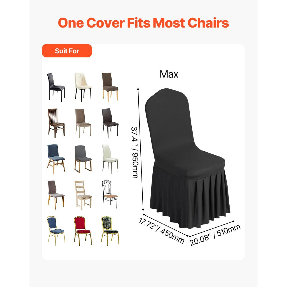 VEVOR 30 Pcs Black Chair Covers, Polyester Spandex Chair Cover, Stretch Slipcovers for Wedding Party Dining Banquet Flat-Front Chair Covers, Fits Chair Measures up to 20.08 x 17.72 x 37.4 inch