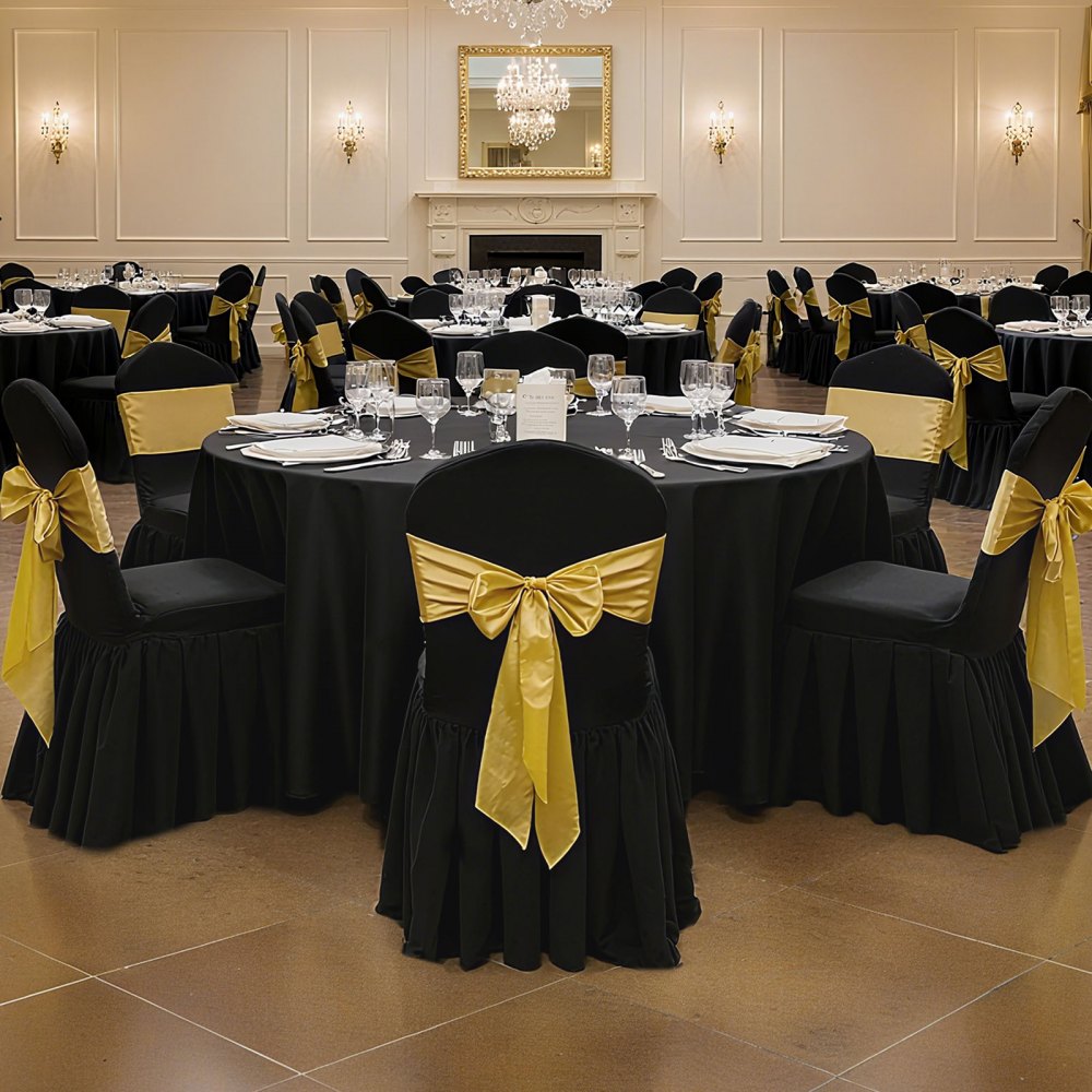 VEVOR 30 Pcs Black Chair Covers, Polyester Spandex Chair Cover, Stretch Slipcovers for Wedding Party Dining Banquet Flat-Front Chair Covers, Fits Chair Measures up to 20.08 x 17.72 x 37.4 inch