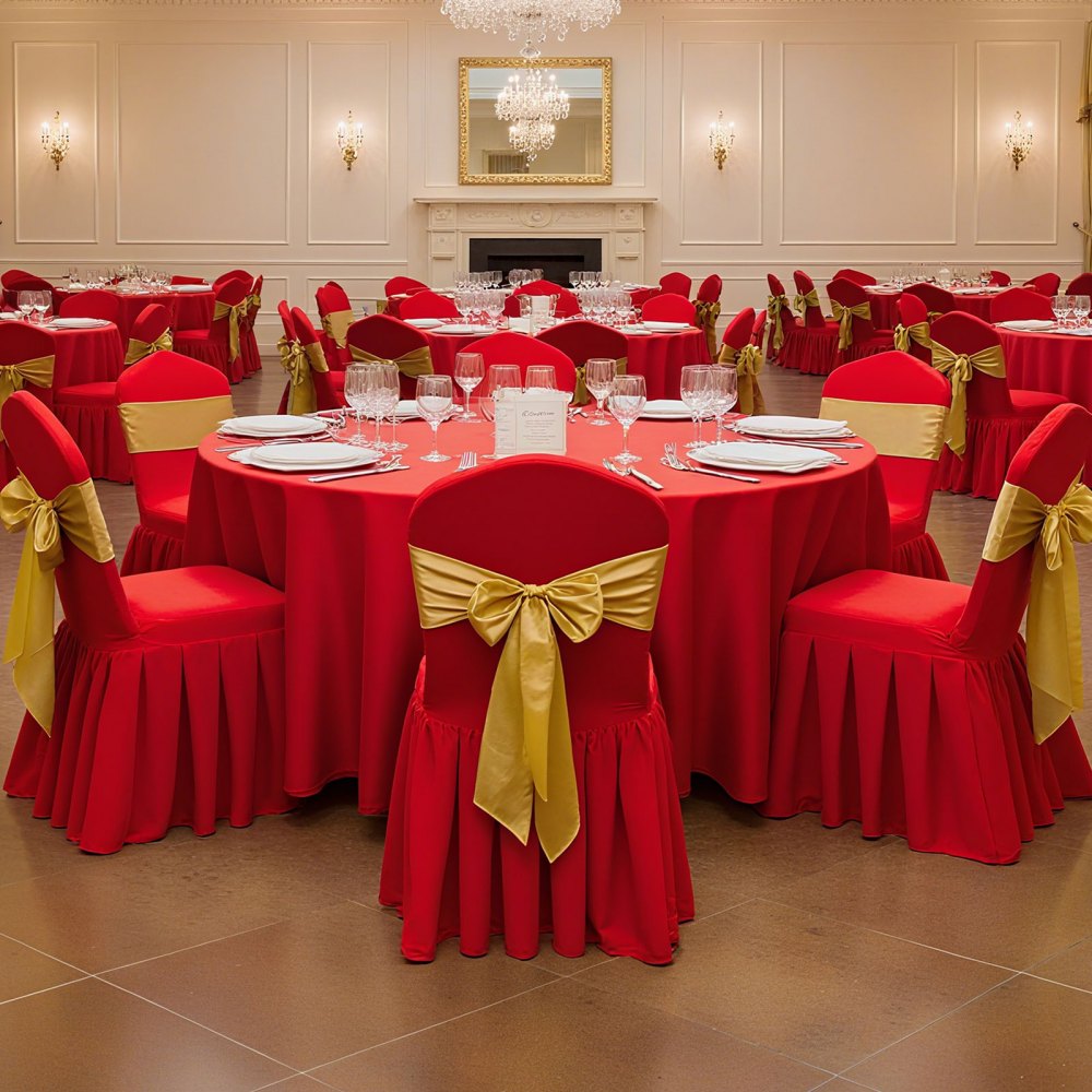 VEVOR 30 Pcs Red Chair Covers, Polyester Spandex Chair Cover, Stretch Slipcovers for Wedding Party Dining Banquet Flat-Front Chair Covers, Fits Chair Measures up to 20.08 x 17.72 x 37.4 inch