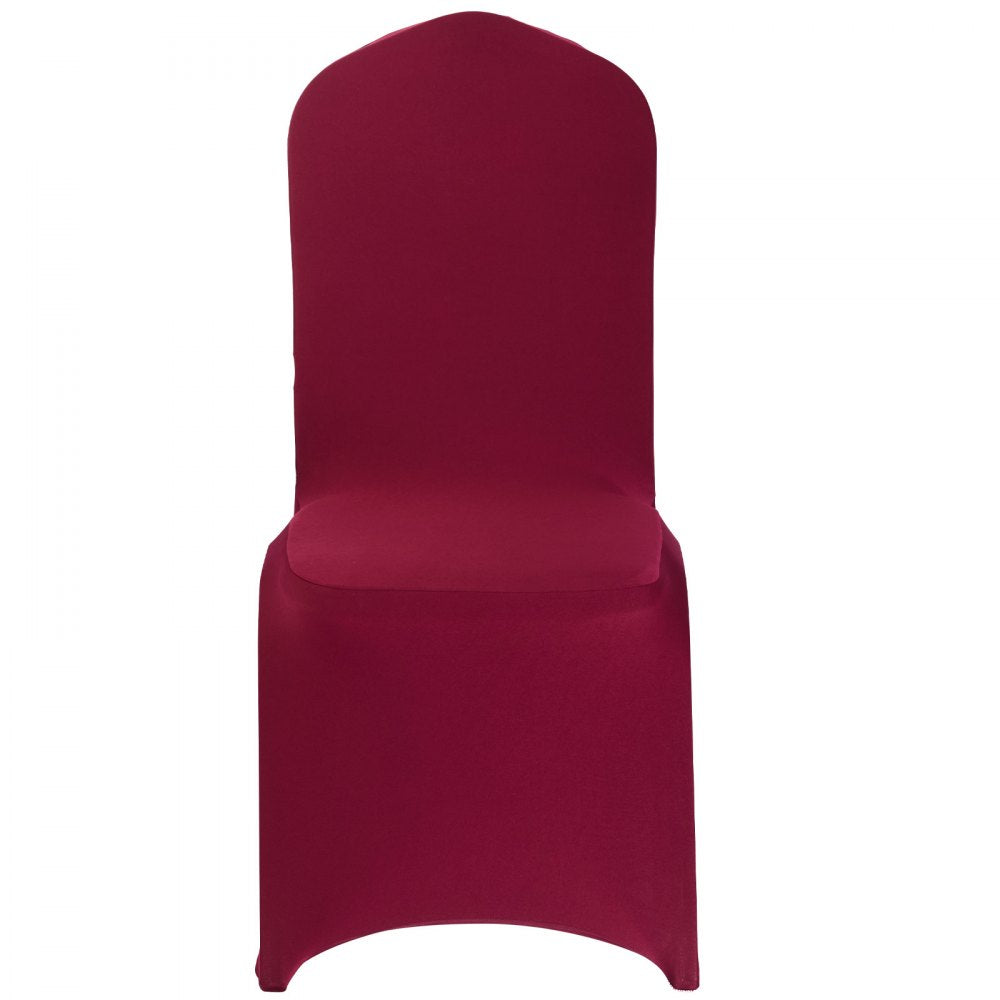 VEVOR 50 Pcs Burgundy Chair Covers, Polyester Spandex Chair Cover, Stretch Slipcovers for Wedding Party Dining Banquet Flat-Front Chair Covers, Fits Chair Measures up to 20.08 x 17.72 x 37.4 inch