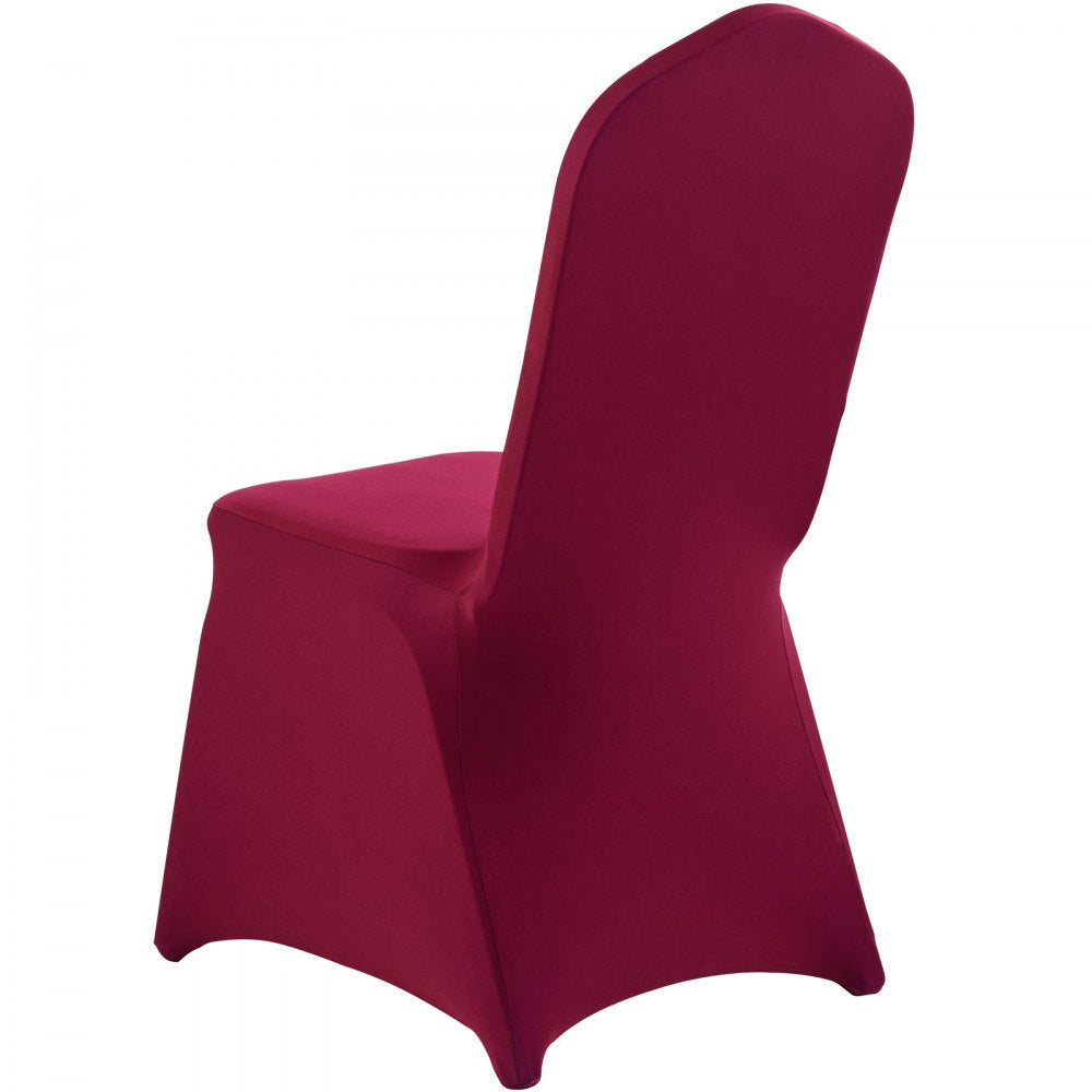 VEVOR 50 Pcs Burgundy Chair Covers, Polyester Spandex Chair Cover, Stretch Slipcovers for Wedding Party Dining Banquet Flat-Front Chair Covers, Fits Chair Measures up to 20.08 x 17.72 x 37.4 inch