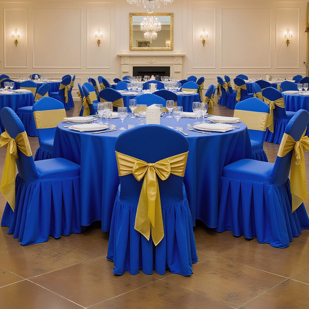 VEVOR 30 Pcs Blue Chair Covers, Polyester Spandex Chair Cover, Stretch Slipcovers for Wedding Party Dining Banquet Flat-Front Chair Covers, Fits Chair Measures up to 20.08 x 17.72 x 37.4 inch
