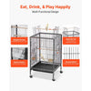 VEVOR Bird Cage, 18 x 18 x 30 inch, Open Flat Top, Wrought Iron Bird Flight Cage with Perches, Slide-Out Tray and Plastic Feeders, Casters, for Parrot, Blue Tit, Cockatiel, Canary, Budgerigar, Conure