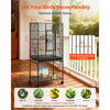 VEVOR Bird Cage, 24.6 x 16.7 x 53.9 inch, Flat Top, Wrought Iron Bird Flight Cage with Perches, Slide-Out Tray and Plastic Feeders, Casters, for Parrot, Blue Tit, Cockatiel, Canary, Budgerigar, Conure