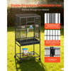VEVOR Bird Cage, 24.6 x 16.7 x 53.9 inch, Flat Top, Wrought Iron Bird Flight Cage with Perches, Slide-Out Tray and Plastic Feeders, Casters, for Parrot, Blue Tit, Cockatiel, Canary, Budgerigar, Conure