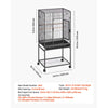 VEVOR Bird Cage, 24.6 x 16.7 x 53.9 inch, Flat Top, Wrought Iron Bird Flight Cage with Perches, Slide-Out Tray and Plastic Feeders, Casters, for Parrot, Blue Tit, Cockatiel, Canary, Budgerigar, Conure