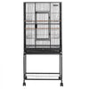 VEVOR Bird Cage, 24.6 x 16.7 x 53.9 inch, Flat Top, Wrought Iron Bird Flight Cage with Perches, Slide-Out Tray and Plastic Feeders, Casters, for Parrot, Blue Tit, Cockatiel, Canary, Budgerigar, Conure