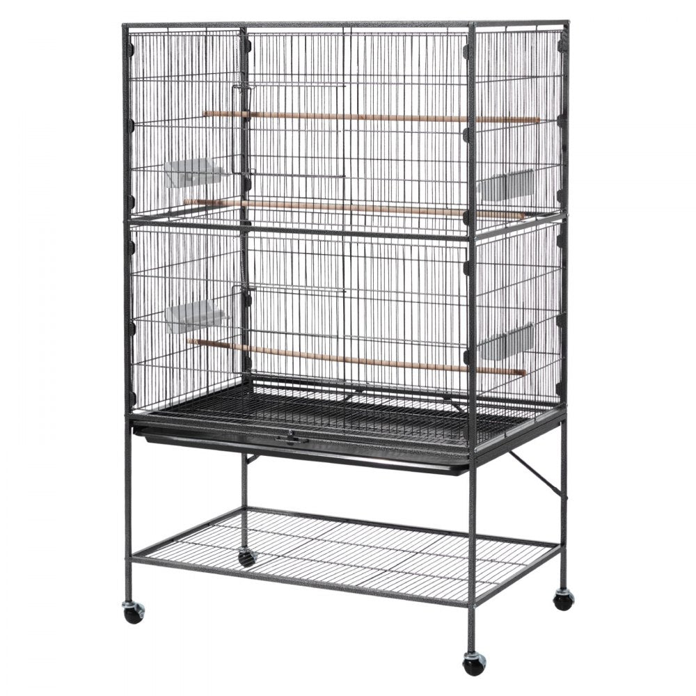 VEVOR Bird Cage, 36.6 x 22.8 x 59.5 inch, Flat Top, Wrought Iron Bird Flight Cage with Perches, Slide-Out Tray and Plastic Feeders, for Blue Tit, Cockatiel, Canary, Monk Parakeet, African Grey Parrot
