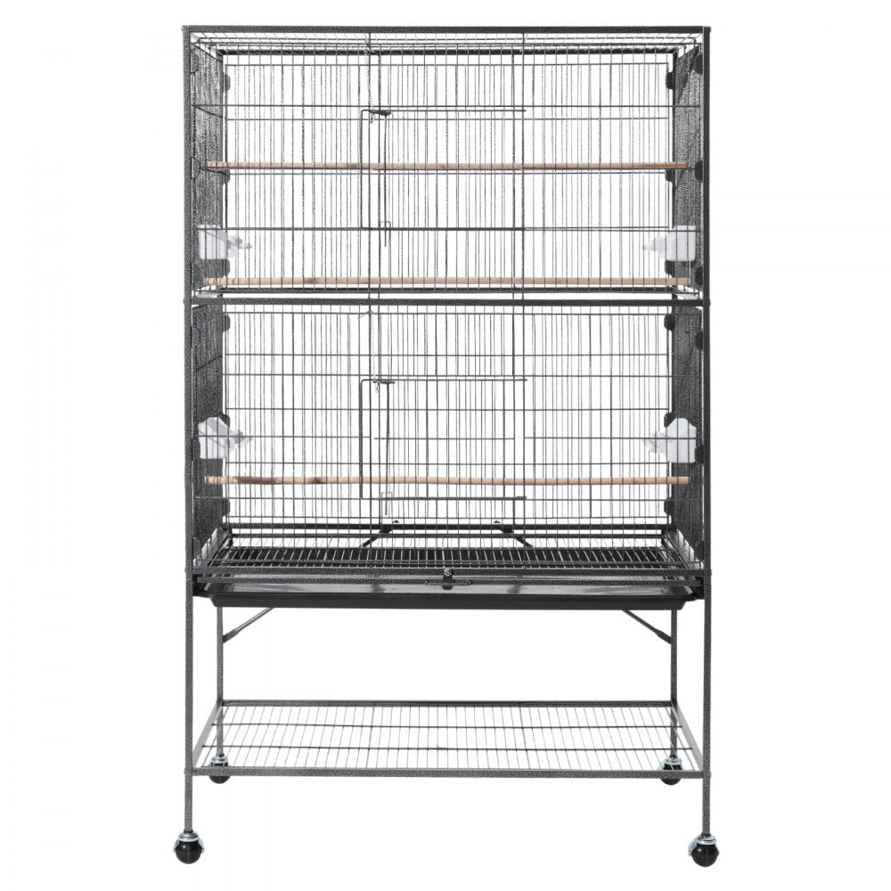 VEVOR Bird Cage, 36.6 x 22.8 x 59.5 inch, Flat Top, Wrought Iron Bird Flight Cage with Perches, Slide-Out Tray and Plastic Feeders, for Blue Tit, Cockatiel, Canary, Monk Parakeet, African Grey Parrot
