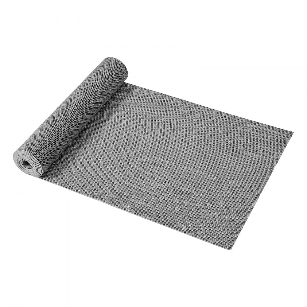 VEVOR Drainage Mat, 3 x 16.4 ft, PVC Non Slip Commercial Floor Mat, Wet Area Water Drain Splash Matting Hollow Doormat Roll, for Outdoor Indoor Restaurant Swimming Pool Patio Bathroom Washroom, Gray