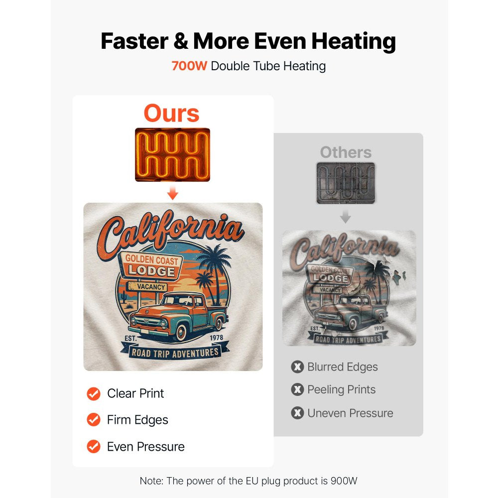 VEVOR Heat Press Machine 12 x 10 in Sublimation Press Machine Swing Away, Heat Up Fast and Even, Digital Precise Time and Temperature Control, for T-Shirts, Canvas Tote Bag, Pillowcases, Socks