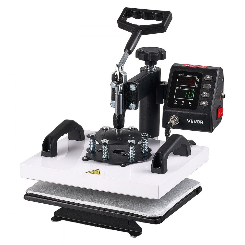 VEVOR Heat Press Machine 12 x 10 in Sublimation Press Machine Swing Away, Heat Up Fast and Even, Digital Precise Time and Temperature Control, for T-Shirts, Canvas Tote Bag, Pillowcases, Socks