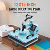 VEVOR Heat Press Machine, 12 x 15 inch, 2 in 1 Heat Transfer Machine with Hat Press, 360° Swing Away T-Shirt Pressing Machine, Digital Precise Control, Fast Even Heating for T-Shirts/Hats/Caps, Green