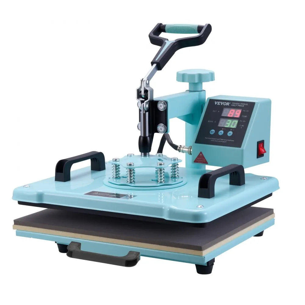 VEVOR Heat Press Machine, 12 x 15 inch, 2 in 1 Heat Transfer Machine with Hat Press, 360° Swing Away T-Shirt Pressing Machine, Digital Precise Control, Fast Even Heating for T-Shirts/Hats/Caps, Green