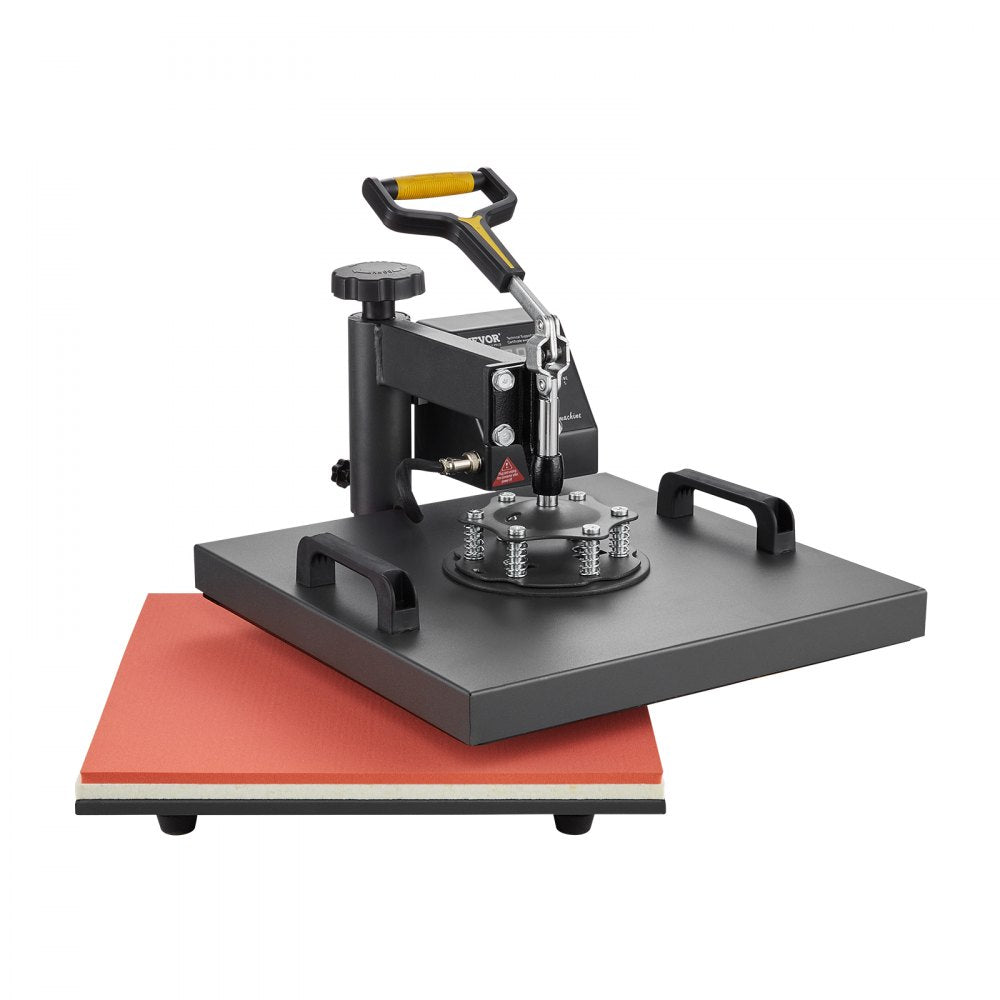 VEVOR Heat Press Machine 15 x 15 Inch 2 in 1 Heat Transfer Machine Black, for T-Shirts/Hats/Caps, with Hat Press, 360° Swing Away T-Shirt Pressing, Digital Precise Control, Fast and Even Heating
