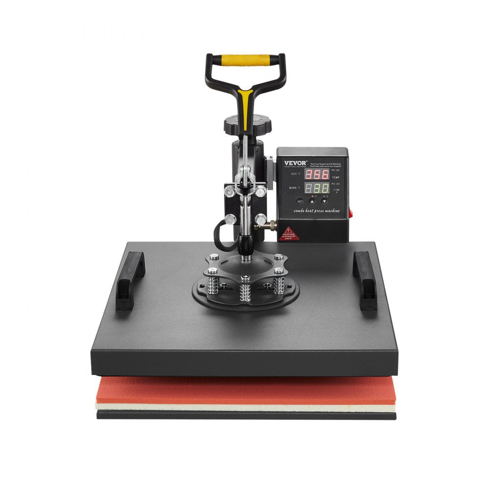 VEVOR Heat Press Machine 15 x 15 Inch 2 in 1 Heat Transfer Machine Black, for T-Shirts/Hats/Caps, with Hat Press, 360° Swing Away T-Shirt Pressing, Digital Precise Control, Fast and Even Heating