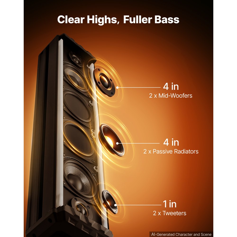 VEVOR UTV Sound Bar 25.8 Inch 6-Speaker Golf Cart Soundbar with Bluetooth, for UTVs ATVs Golf Carts Boats, Support Bluetooth USB AUX IN RF Remote, with RGB Multicolor Illumination, IP65 Waterproof