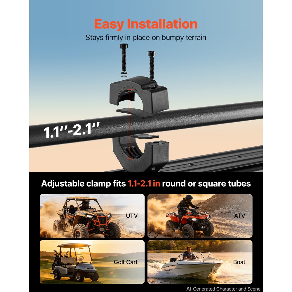 VEVOR UTV Sound Bar 34.8 Inch 8-Speaker Golf Cart Soundbar with Bluetooth, for UTVs ATVs Golf Carts Boats, Support Bluetooth USB AUX IN RF Remote, with RGB Multicolor Illumination, IP65 Waterproof