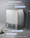 VEVOR Commercial Ice Maker - installation connections (faucet, drain hose, power)