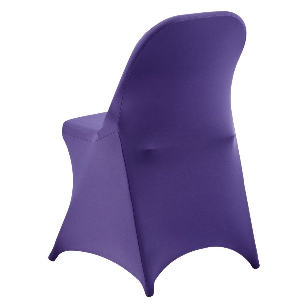 VEVOR 50 Pcs Purple Chair Covers, Polyester Spandex Chair Cover, Stretch Slipcovers for Wedding Party Dining Banquet Flat-Front Chair Covers, Fits Chair Measures up to 17.72 x 18.11 x 30.31 inch