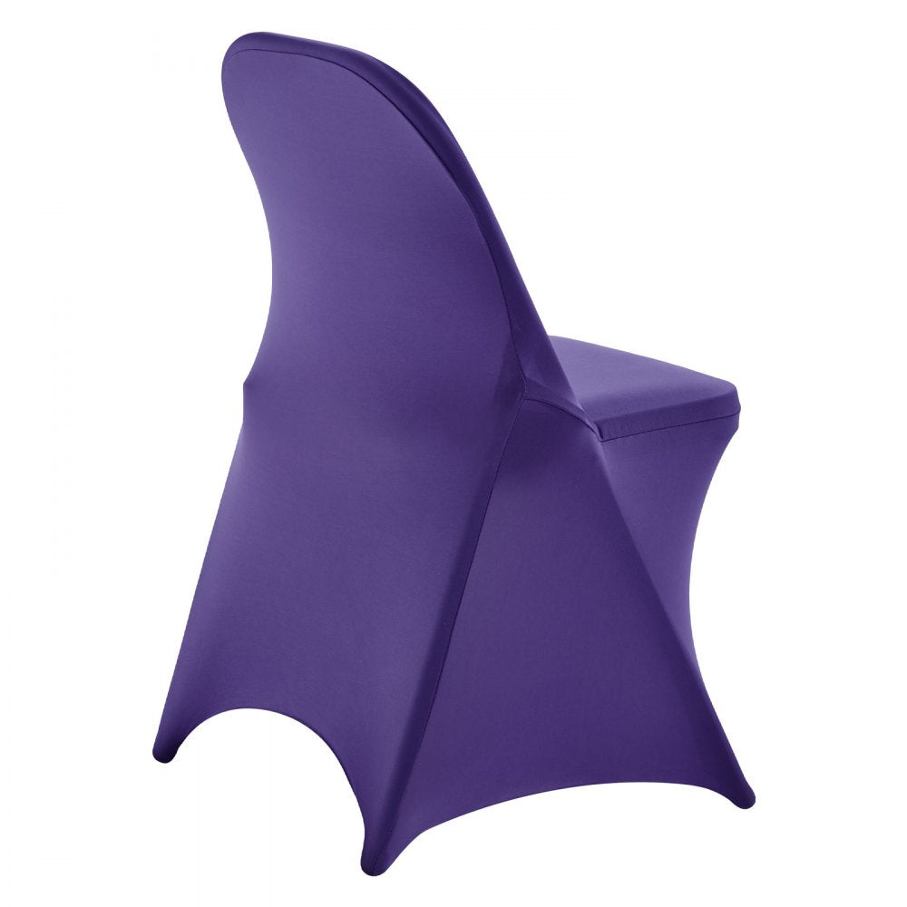 VEVOR 50 Pcs Purple Chair Covers, Polyester Spandex Chair Cover, Stretch Slipcovers for Wedding Party Dining Banquet Flat-Front Chair Covers, Fits Chair Measures up to 17.72 x 18.11 x 30.31 inch