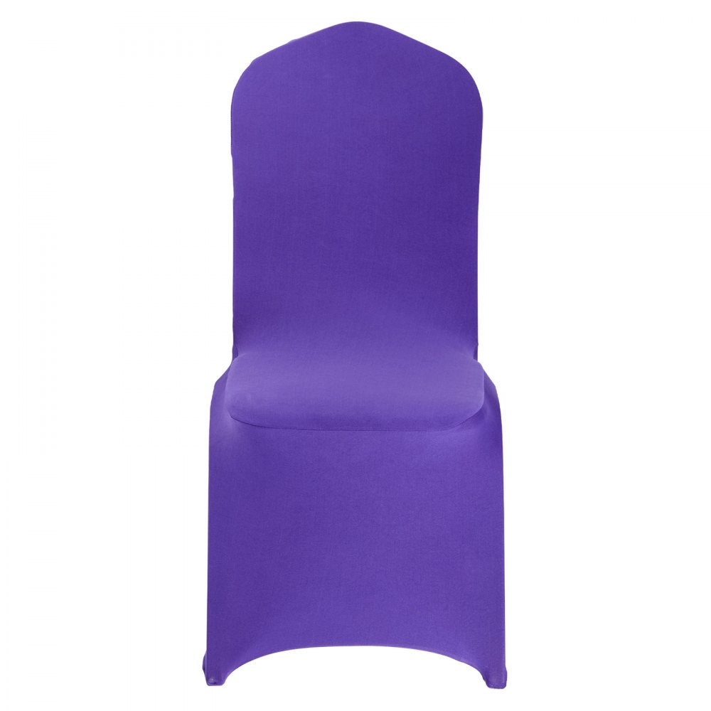 VEVOR 50 Pcs Purple Chair Covers, Polyester Spandex Chair Cover, Stretch Slipcovers for Wedding Party Dining Banquet Flat-Front Chair Covers, Fits Chair Measures up to 20.08 x 17.72 x 37.4 inch