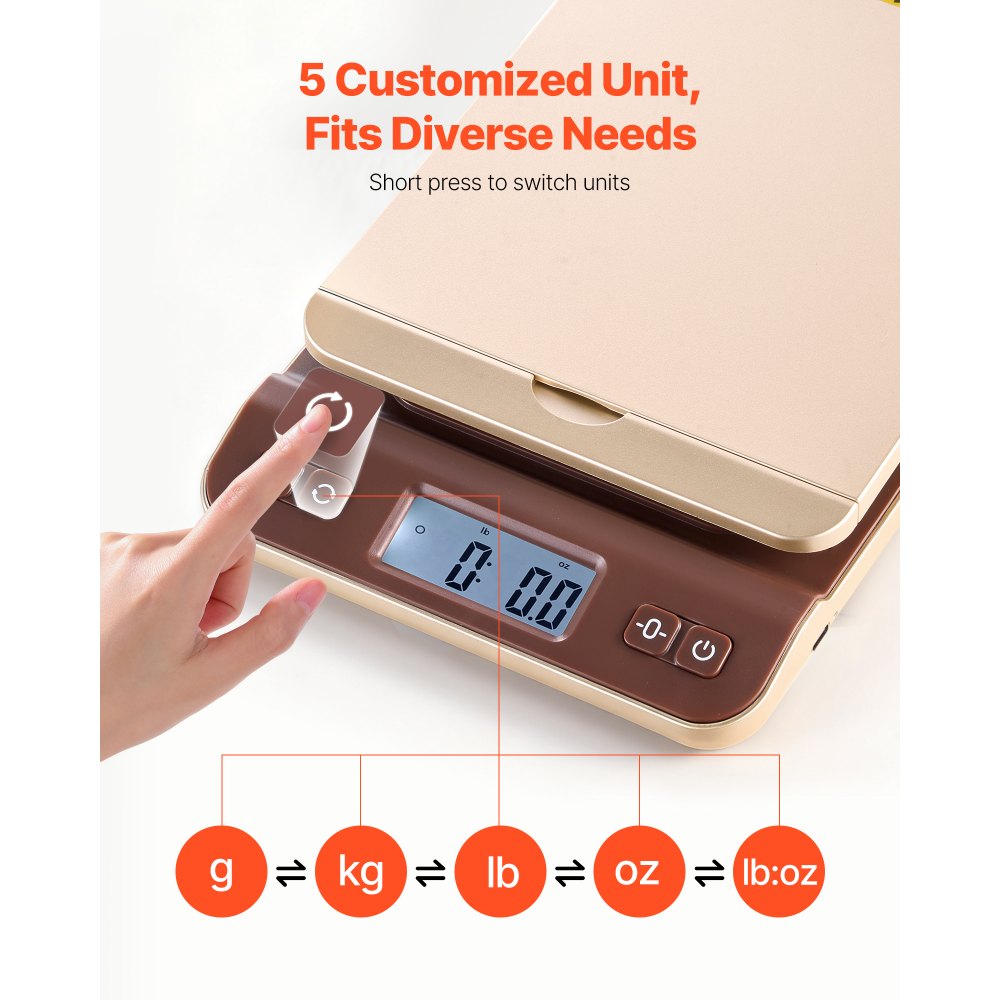 VEVOR Digital Shipping Postal Scale, 0.1 oz High Accuracy, 88 lbs Postal Scale with Hold/Tare/Auto-off Function, Flip Holder Design & Easy Calibration, Fit for Home and Office Use, Battery Included