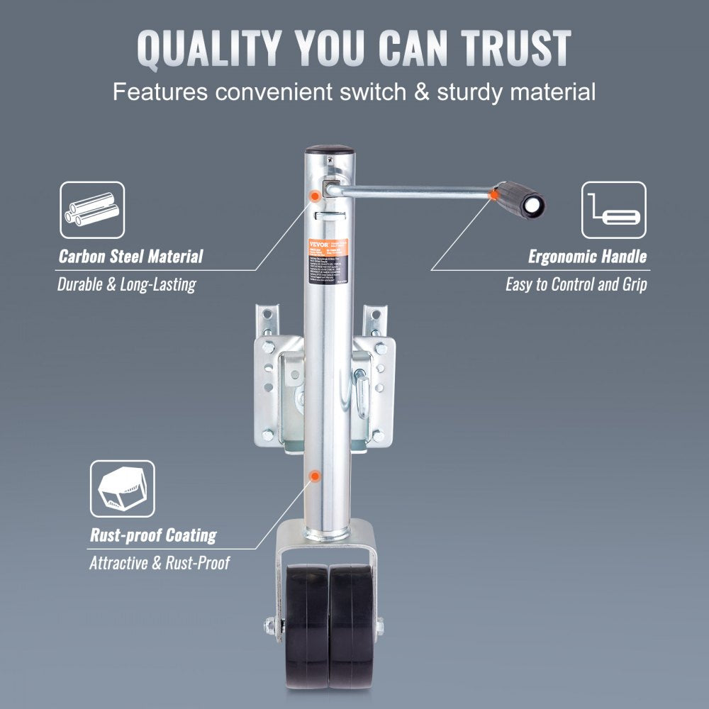 VEVOR Trailer Jack, Boat Trailer Jack 35.3 in, Bolt-on Trailer Tongue Jack Weight Capacity 1500 lb, with PP Wheels and Handle for lifting RV Trailer, Horse Trailer, Utility Trailer, Yacht Trailer