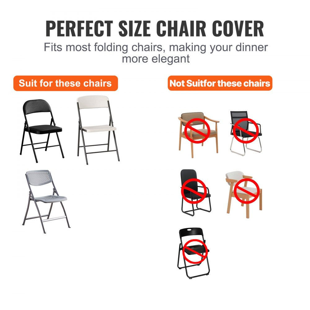 VEVOR Stretch Spandex Folding Chair Covers, Universal Fitted Chair Cover, Removable Washable Protective Slipcovers, for Wedding, Holiday, Banquet, Party, Celebration, Dining (30PCS Ivory White)