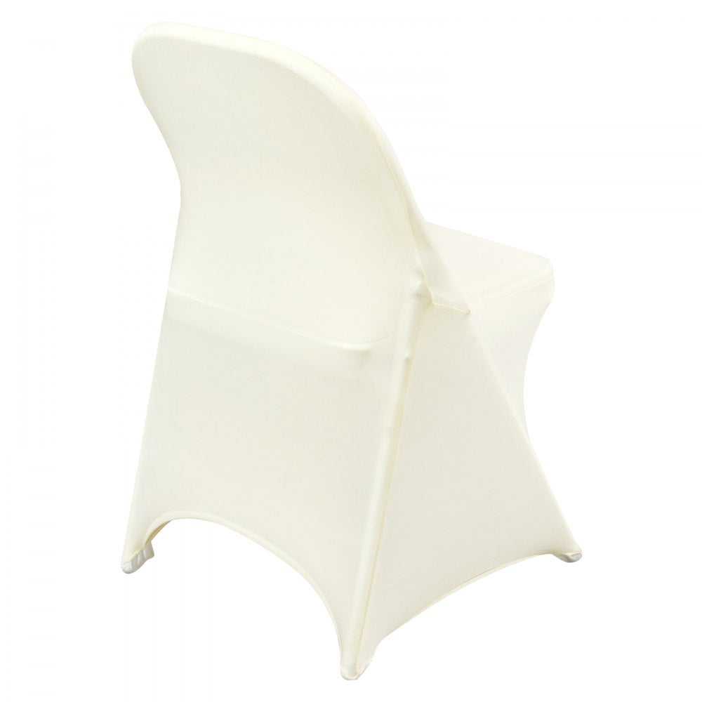 VEVOR Stretch Spandex Folding Chair Covers, Universal Fitted Chair Cover, Removable Washable Protective Slipcovers, for Wedding, Holiday, Banquet, Party, Celebration, Dining (30PCS Ivory White)