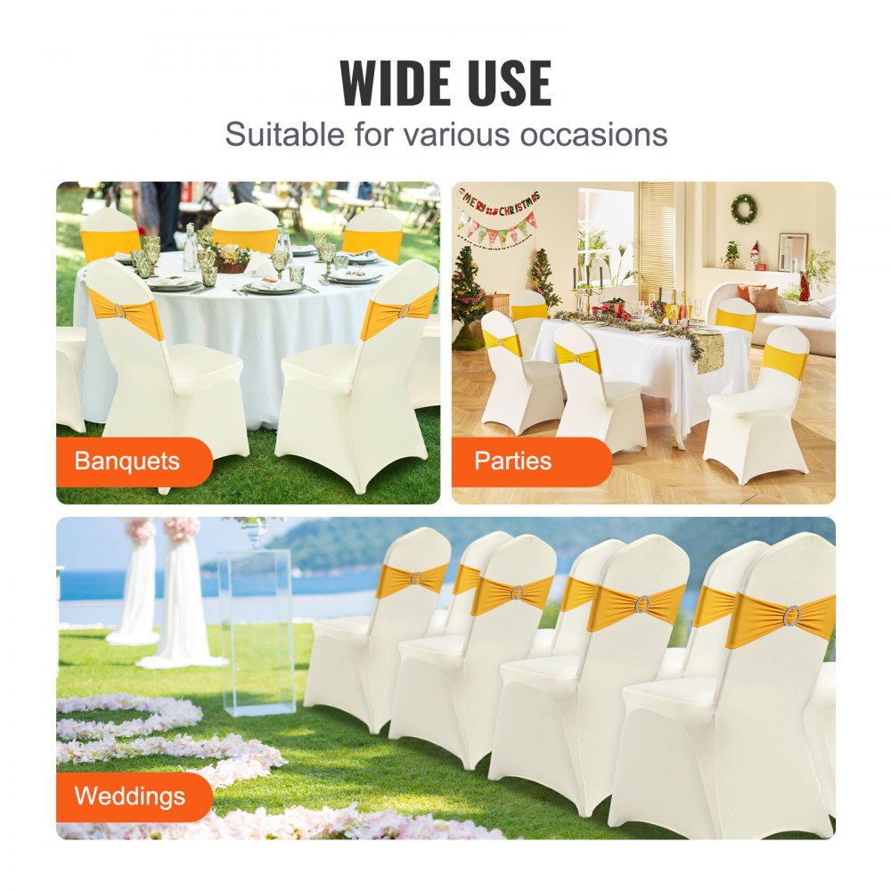 VEVOR Stretch Spandex Folding Chair Covers, Universal Fitted Chair Cover, Removable Washable Protective Slipcovers, for Wedding, Holiday, Banquet, Party, Celebration, Dining (50PCS Beige)