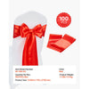 VEVOR Satin Chair Sashes Bows, 100PCS Chair Ribbon Ties Back Sash, 7 x 108 inch, Red Wedding Reception Decoration, for Wedding Ceremony Baby Shower Party Events Banquet Chair Cover Decoration