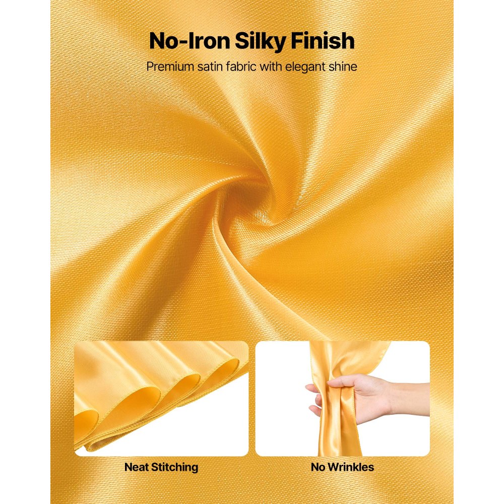 VEVOR Satin Chair Sashes Bows, 100PCS Chair Ribbon Ties Back Sash, 7 x 108 inch, Gold Wedding Reception Decoration, for Wedding Ceremony Baby Shower Party Events Banquet Chair Cover Decoration