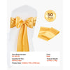 VEVOR Satin Chair Sashes Bows, 50PCS Chair Ribbon Ties Back Sash, 7 x 108 inch, Gold Wedding Reception Decoration, for Wedding Ceremony Baby Shower Party Events Banquet Chair Cover Decoration