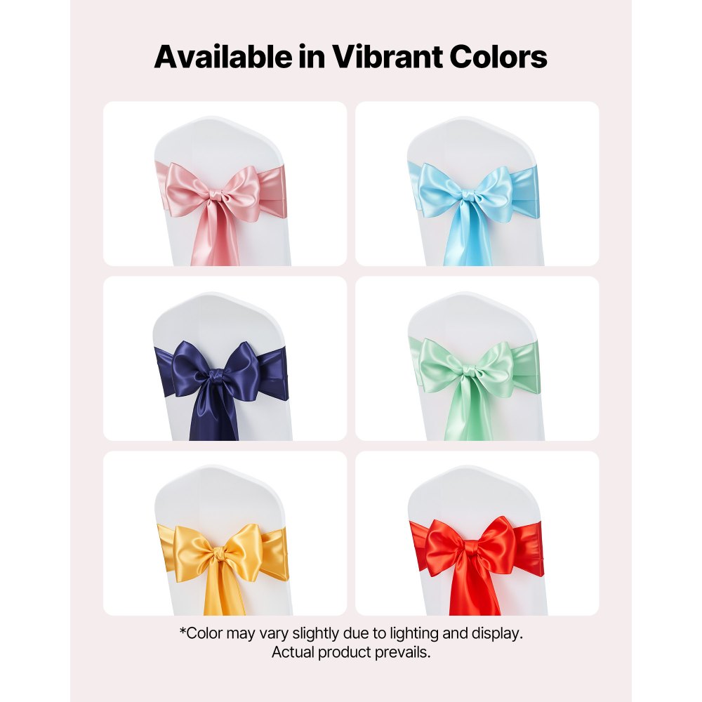 VEVOR Satin Chair Sashes Bows, 100PCS Chair Ribbon Ties Back Sash, 7 x 108 inch, Rose Gold Wedding Reception Decoration, for Wedding Ceremony Baby Shower Party Events Banquet Chair Cover Decoration