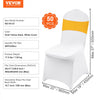 VEVOR Stretch Spandex Folding Chair Covers, Universal Fitted Chair Cover with Chair Sashes, Removable Washable Protective Slipcovers, for Wedding, Holiday, Banquet, Party, Dining (50 Set Gold & White)