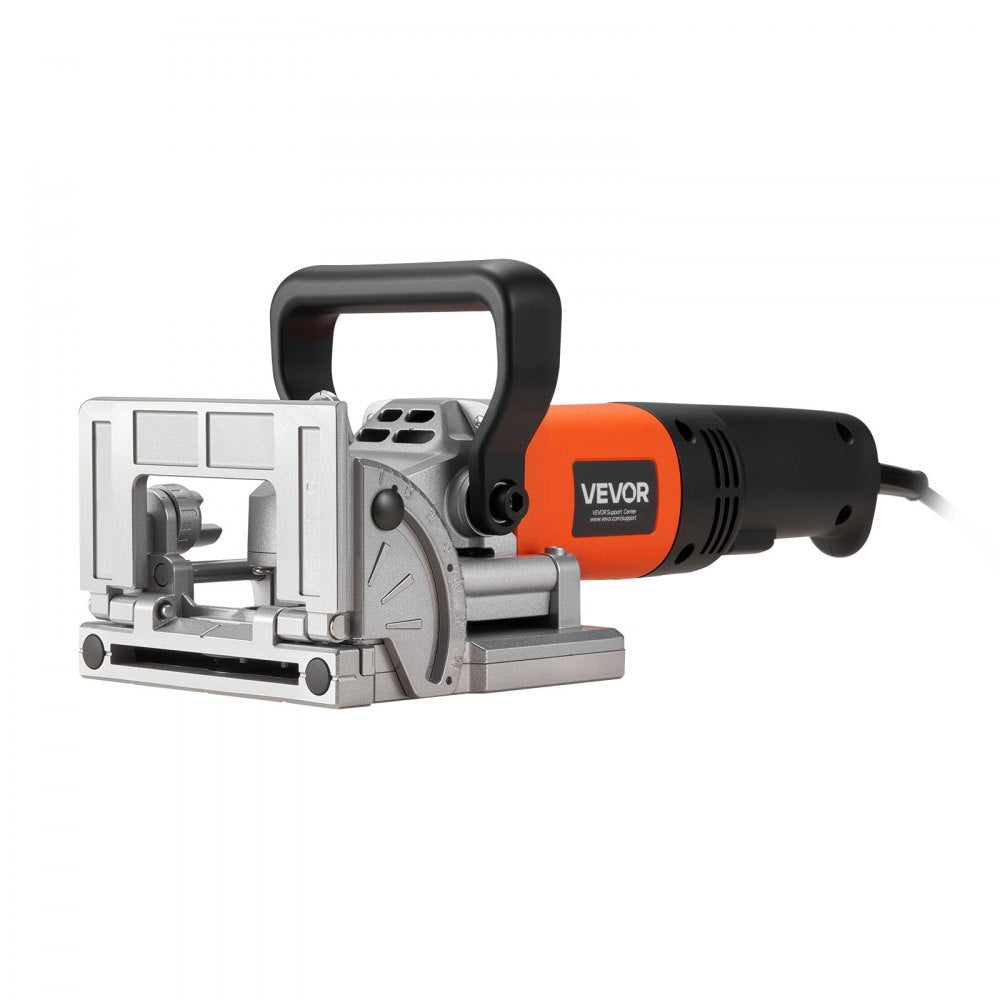 VEVOR Biscuit Plate Joiner, 5.9A, Plate Joiner Tool Kit with 11,600 RPM 760W Motor, 45-Degree Locating Notch, Carbide Tipped Blade, Wood Biscuits, Dust Bag, Adjustable Angle & Depth, for Woodworking