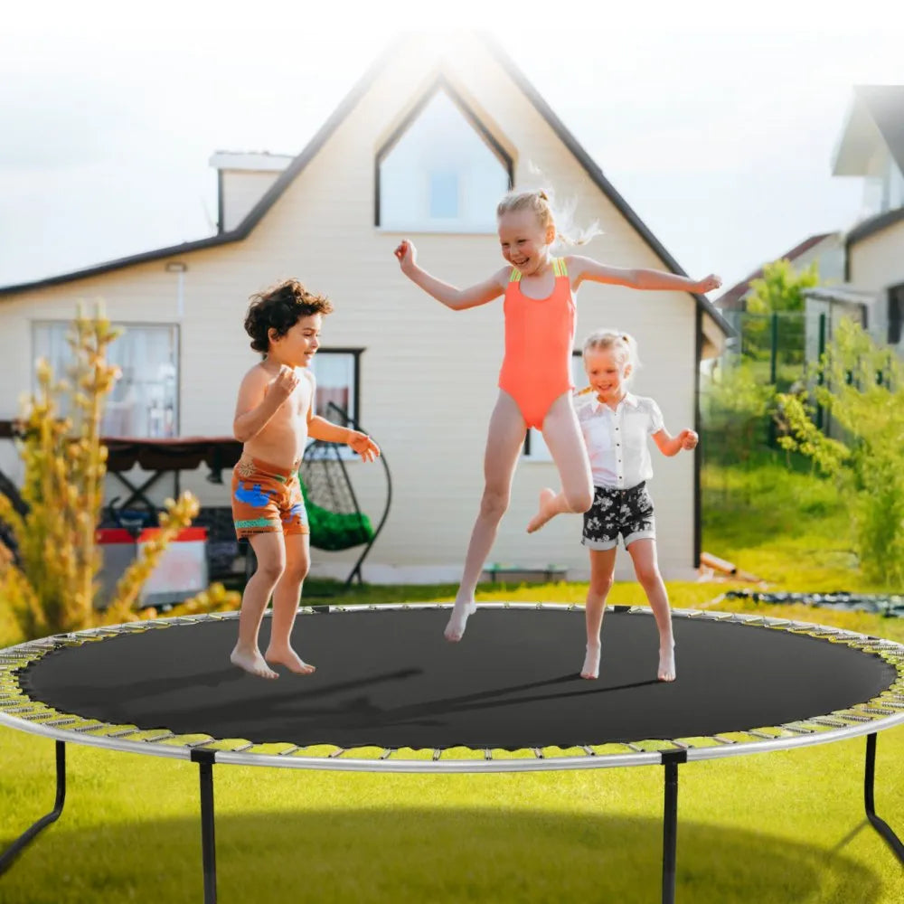 VEVOR Replacement Trampoline Mat, Jumping Mat Fits 13ft Frame, Universal Jumping Mat for 13ft Round Trampoline, Reinforce UV-Resistant Mat with Spring Tool & Durable V-Rings, Fit 7" Spring Length