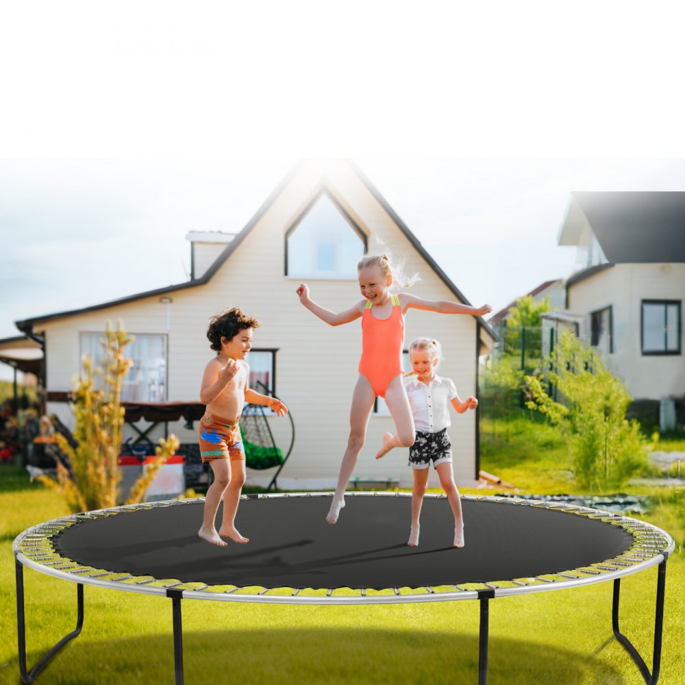VEVOR Replacement Trampoline Mat, Jumping Mat Fits 14ft Frame, Universal Jumping Mat for 14ft Round Trampoline, Reinforce UV-Resistant Mat with Spring Tool & Durable V-Rings, Fit 5.5" Spring Length
