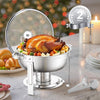 VEVOR Chafing Dish Buffet Set, 5 Qt 2 Pack, Stainless Steel Chafer with 2 Full Size Pan, Round Catering Warmer Server with Glass Lid Water Pan Folding Stand Fuel Holder, for Wedding Party Banquet, Silver