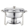 VEVOR Chafing Dish Buffet Set, 5 Qt 2 Pack, Stainless Steel Chafer with 2 Full Size Pan, Round Catering Warmer Server with Glass Lid Water Pan Folding Stand Fuel Holder, for Wedding Party Banquet, Silver